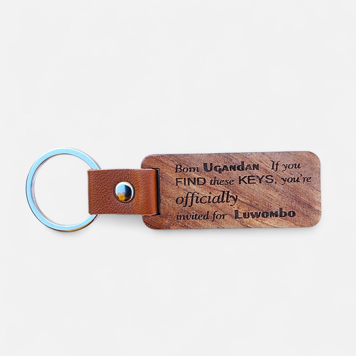 UGANDAN INVITATION WOODEN KEYCHAIN