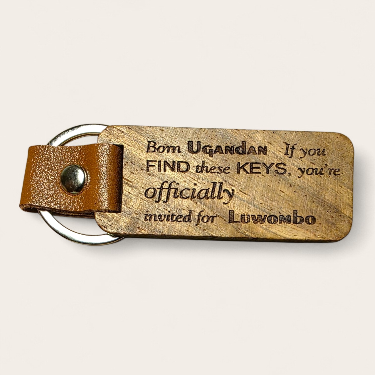 UGANDAN INVITATION WOODEN KEYCHAIN