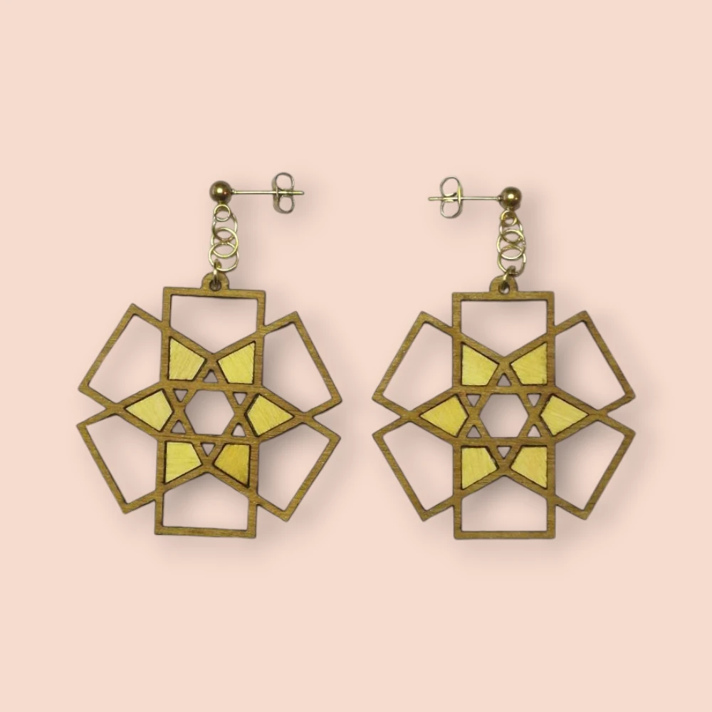 SIX SQUARES WOODEN EARRINGS  