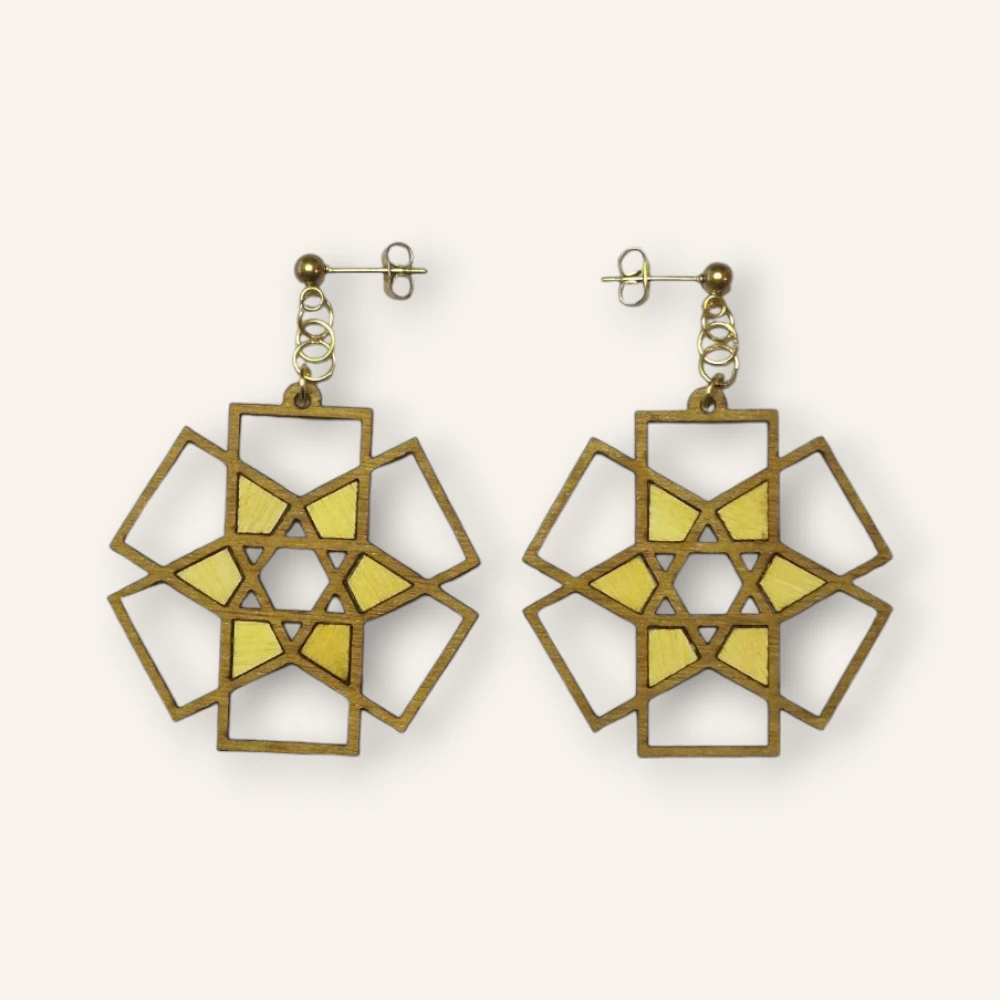 SIX SQUARES WOODEN EARRINGS  