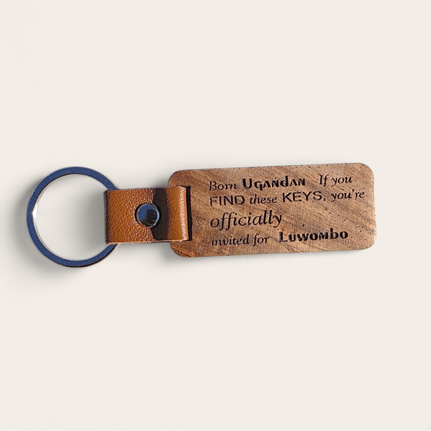 UGANDAN INVITATION WOODEN KEYCHAIN