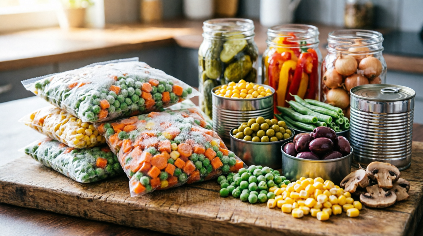 Vegetales congelados y en conserva