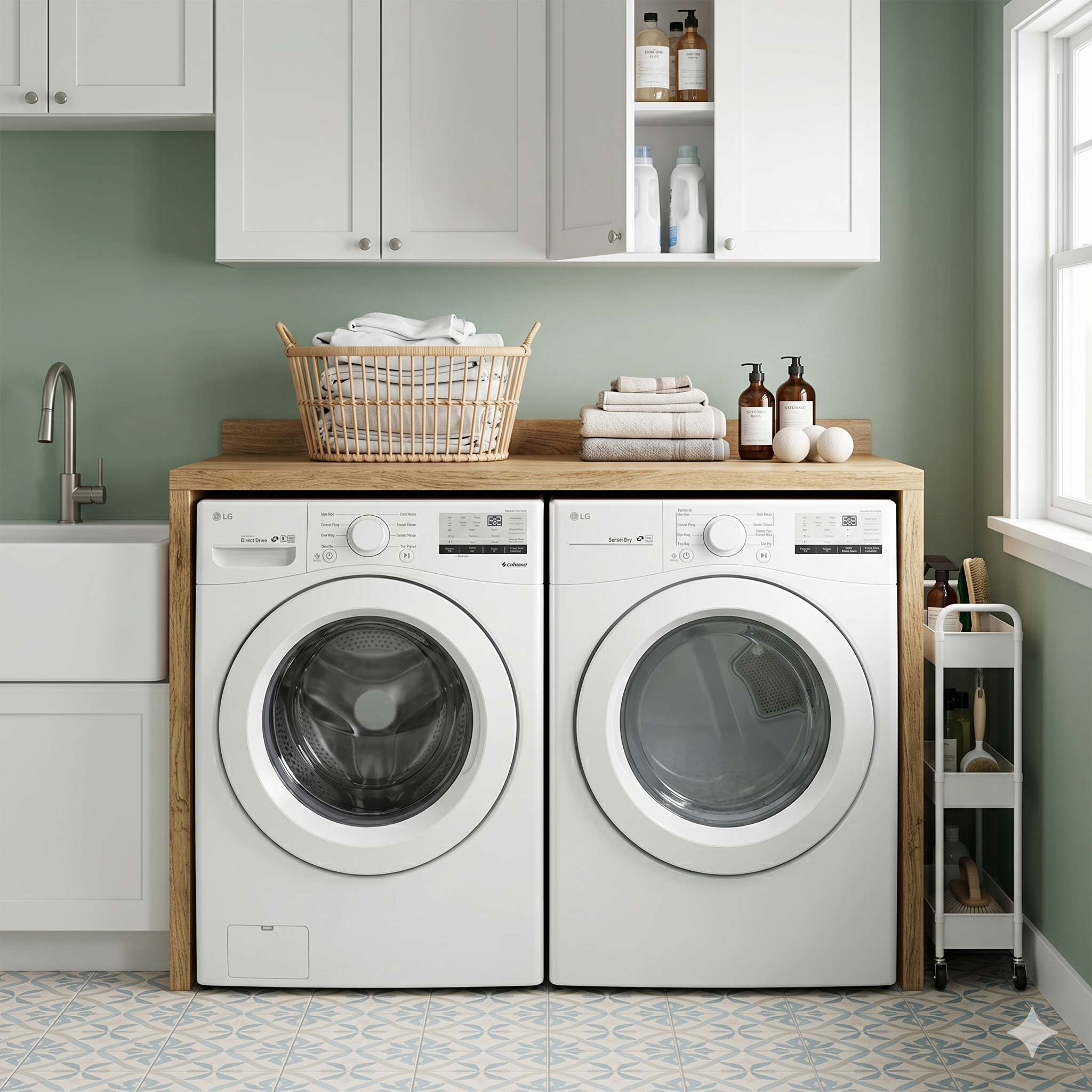 LG 27" Front Load Laundry Pair: 5.2 cu. ft. Ultra-Large Capacity Washer with 6Motion™ & 7.4 cu. ft. Electric Dryer with Sensor Dry - White