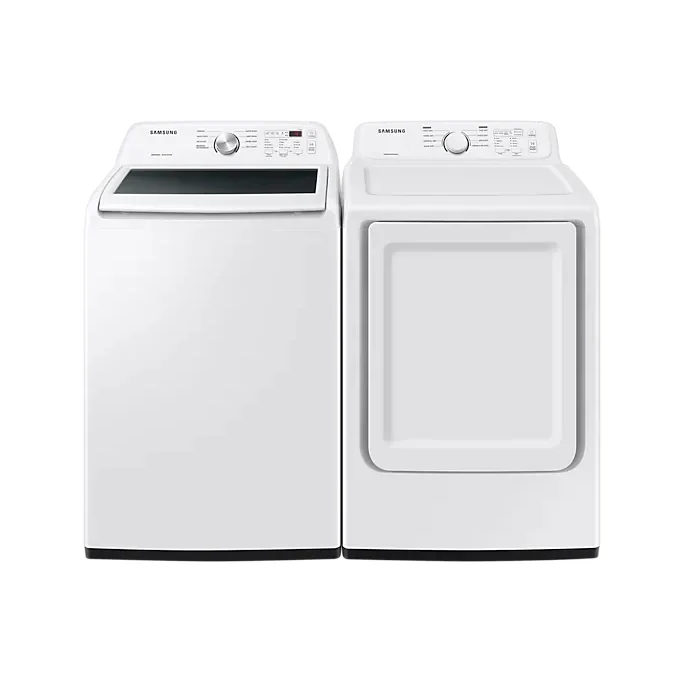 Samsung 27" Laundry Pair: 4.4 cu. ft. Top Load Washer with Agitator & 7.2 cu. ft. Electric Dryer - White