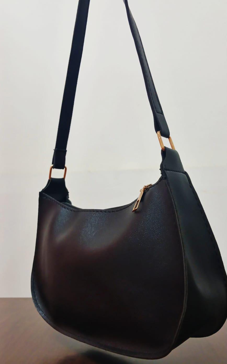 Cartera Hobo Cuero Negra