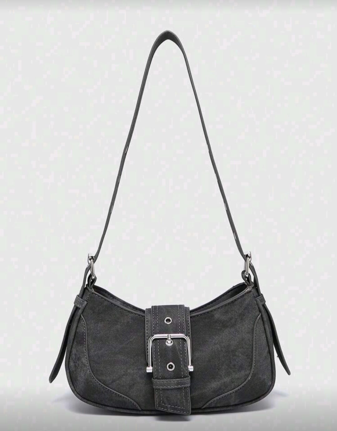 Bolso de Hombro de Gamuza Negra