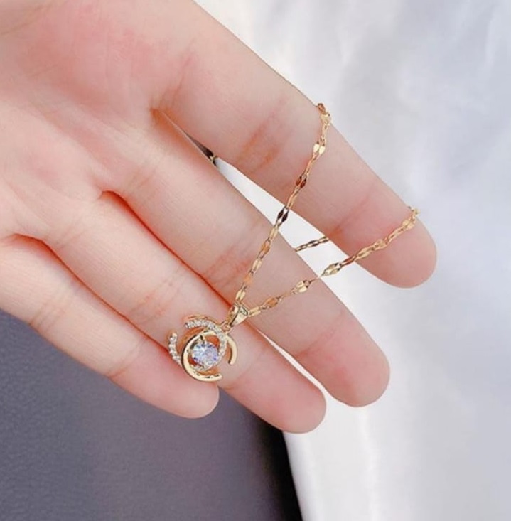 Elegant Gold Plated Crystal Pendant Necklace for Women | Stylish Designer Chain Jewellery Gift