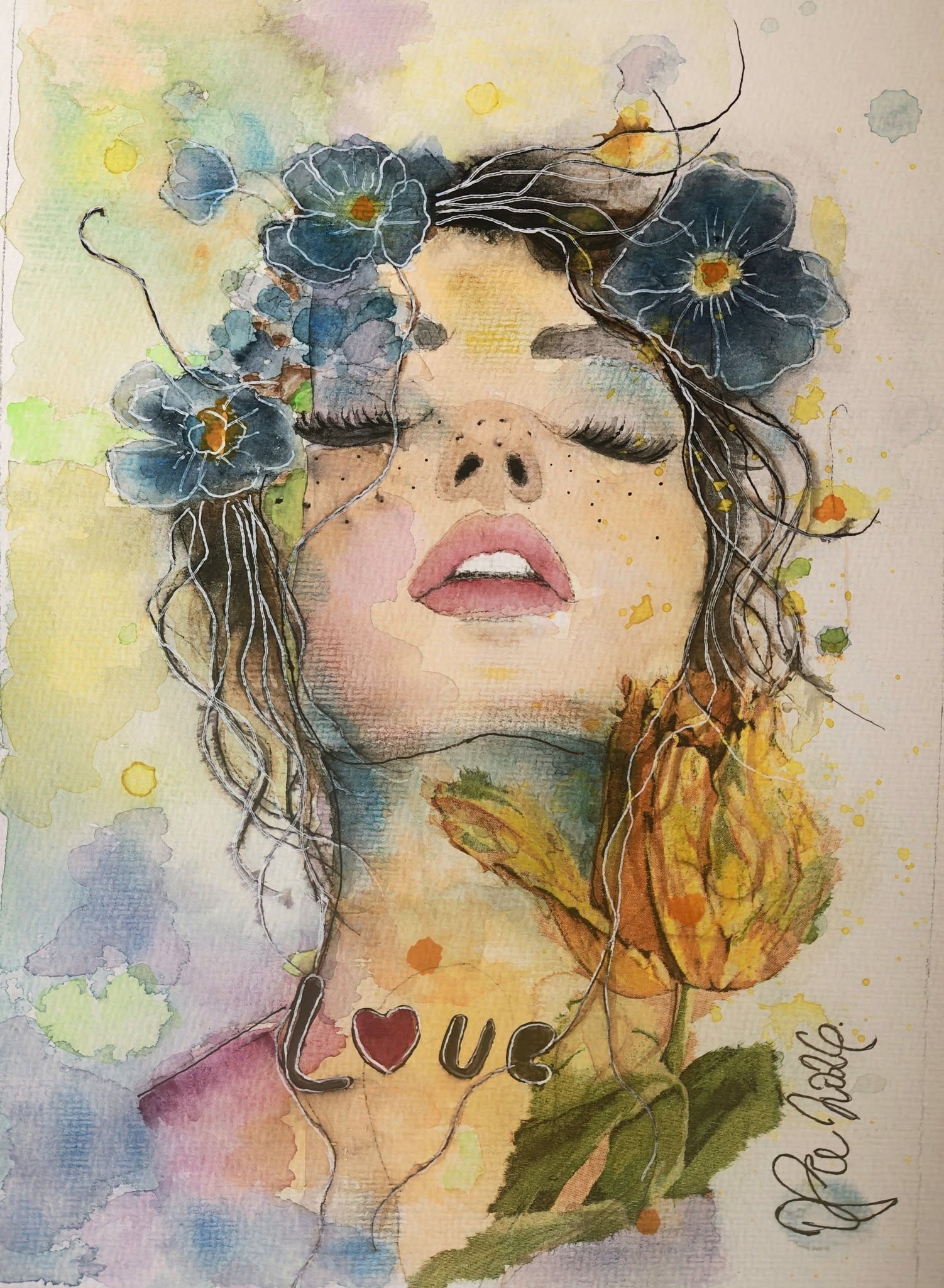 Aquarell-Gemälde 'Love'