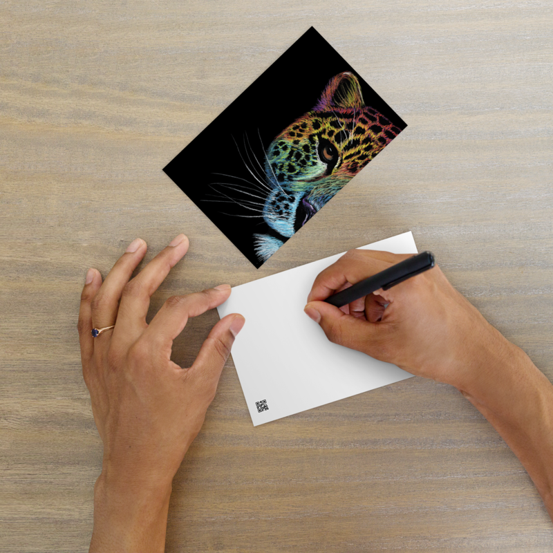 Pastel Rainbow Leopard Postcard