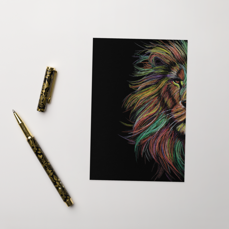 Pastel Rainbow Lion Card (Blank Inside)