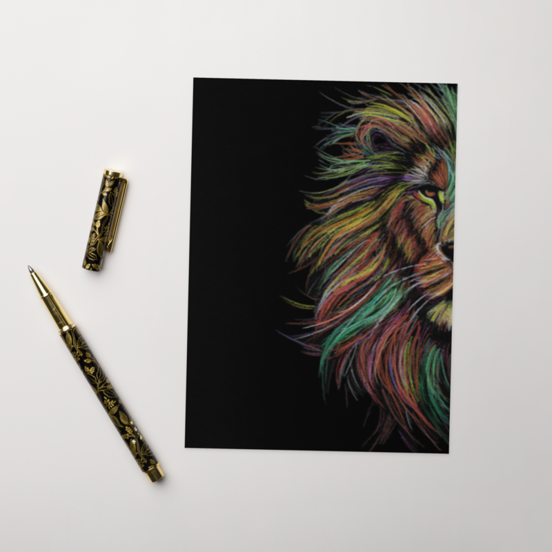 Pastel Rainbow Lion Card (Blank Inside)