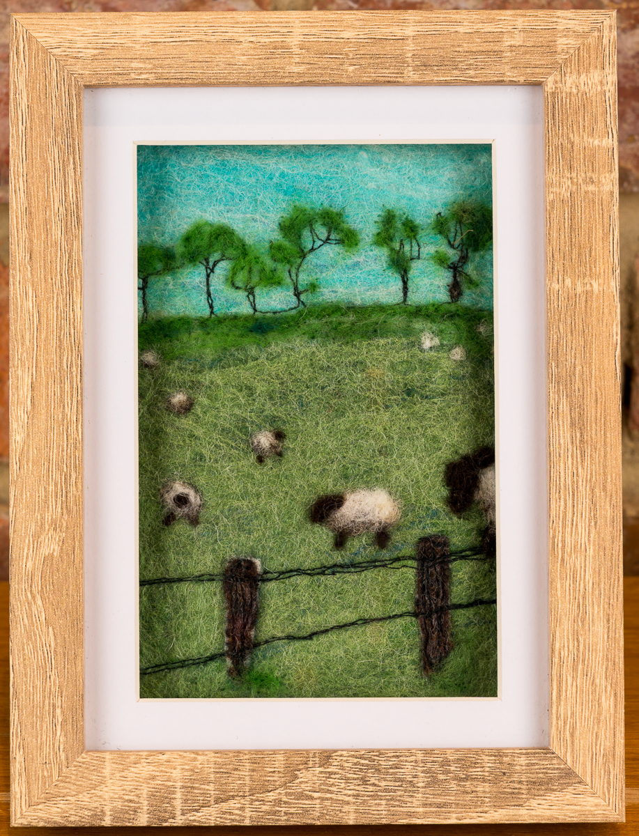 Felted Sheep Landscape Artwork