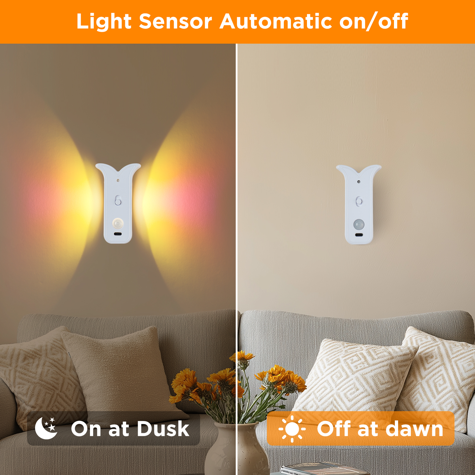 LED Wireless Wall Sconce , Motion Sensor Light Indoor, 1500mAh Rechargeable Battery Operated Wall Sconces for Bedroom Bedside Hallway Courtyard Doorway 