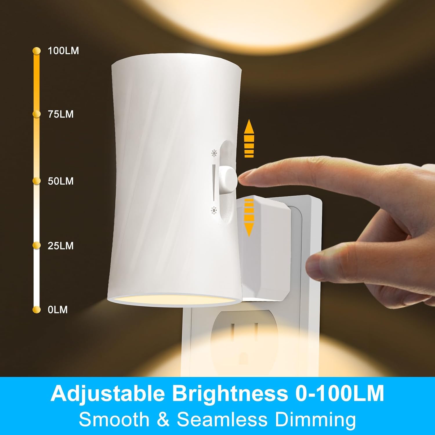 Led Night Lights Plug into Wall, 3000K/5000K Switchable, 2 Pack, Plug in Night Light, 0-100LM Dimmable Night Light