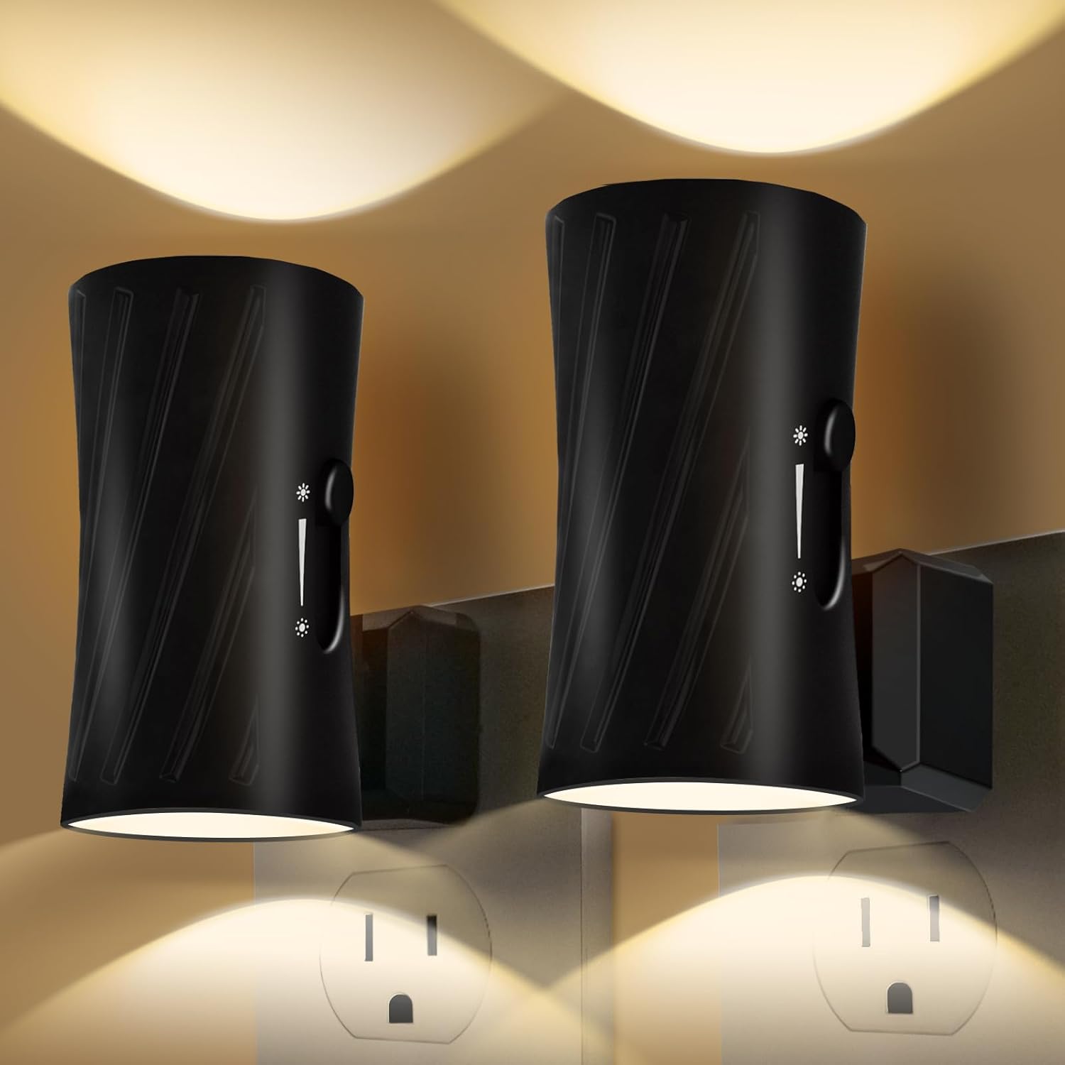 Led Night Lights Plug into Wall, 3000K/5000K Switchable, 2 Pack, Plug in Night Light, 0-100LM Dimmable Night Light