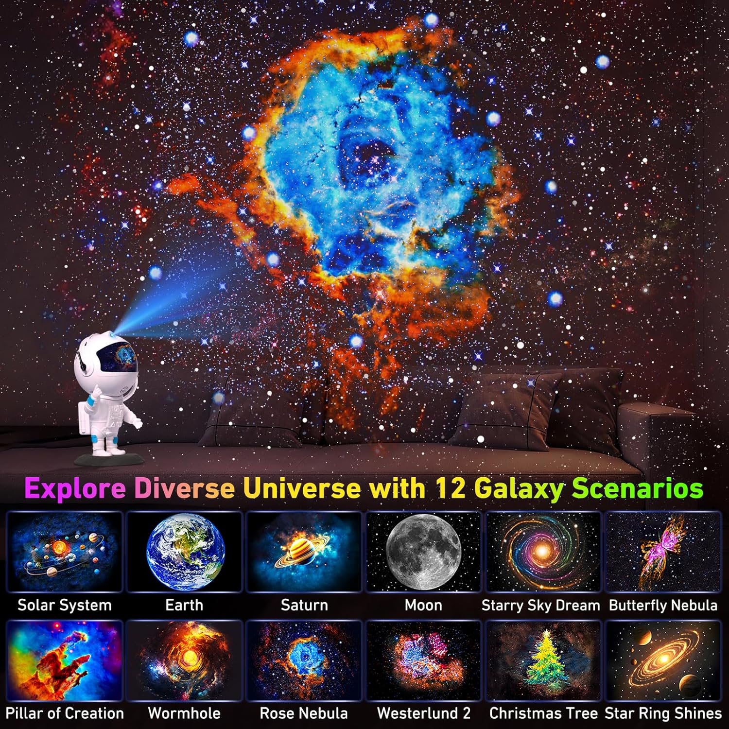 Large astronaut star projection lamp