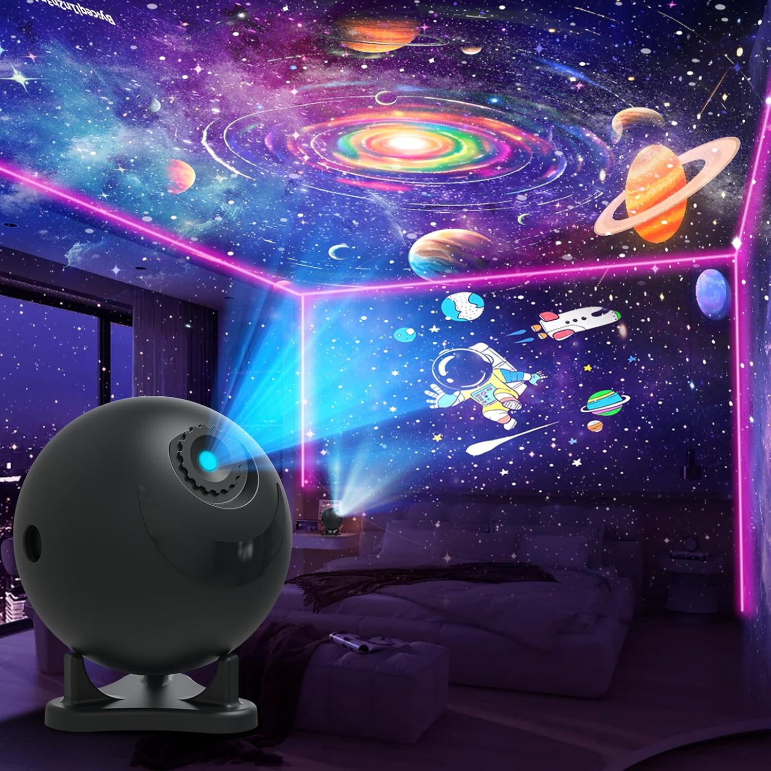Astronaut Planetarium Projector for Bedroom, 12 Image Discs, Galaxy Projector Star Night Light, Ceiling Mood Lighting
