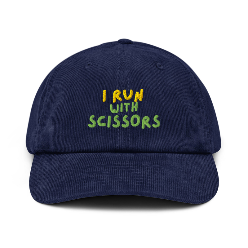"I Run With Scissors" Embroidery Cap