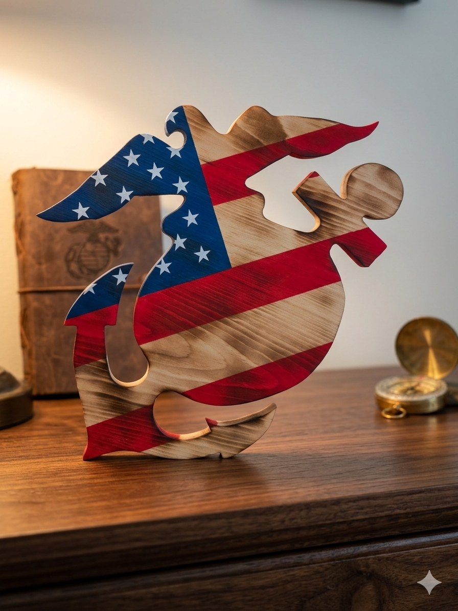 Wooden USMC Emblem Decor
