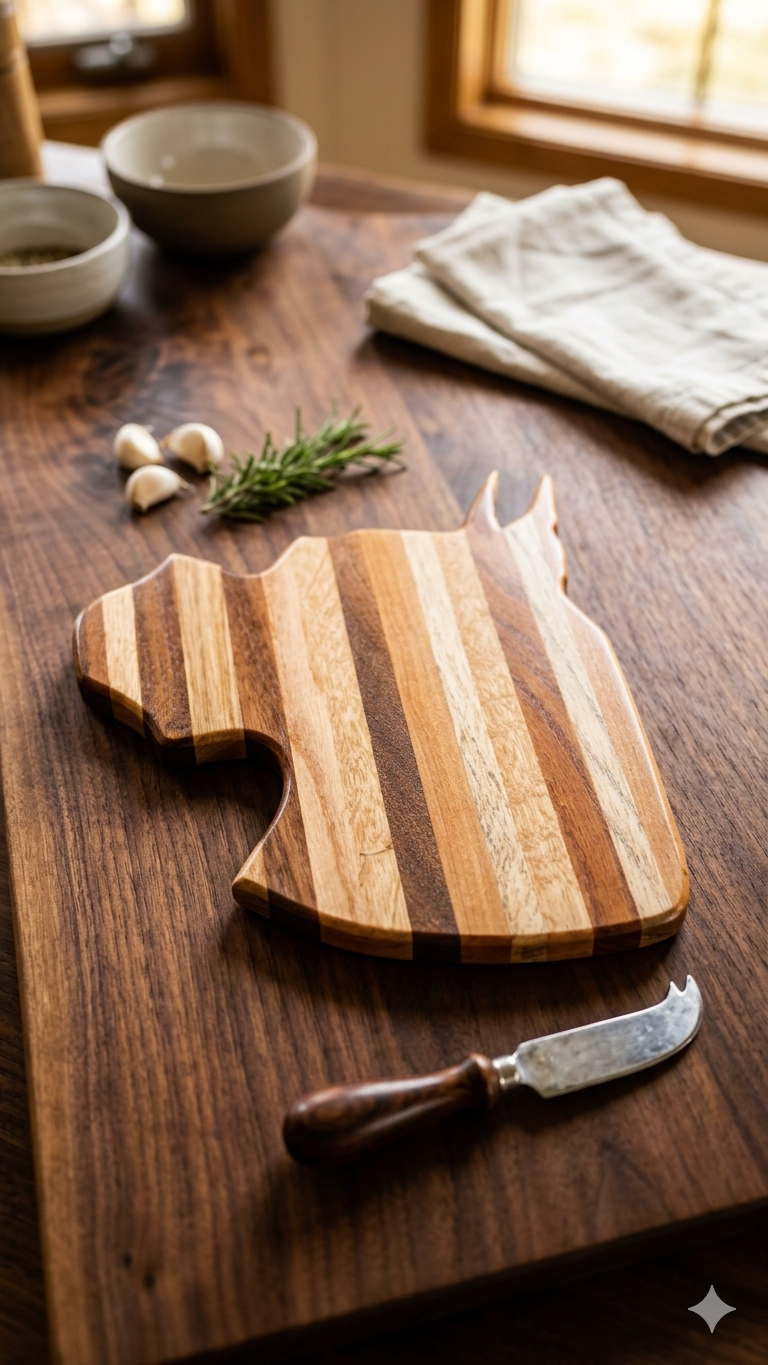 Striped Wooden Bull Cutting Board
