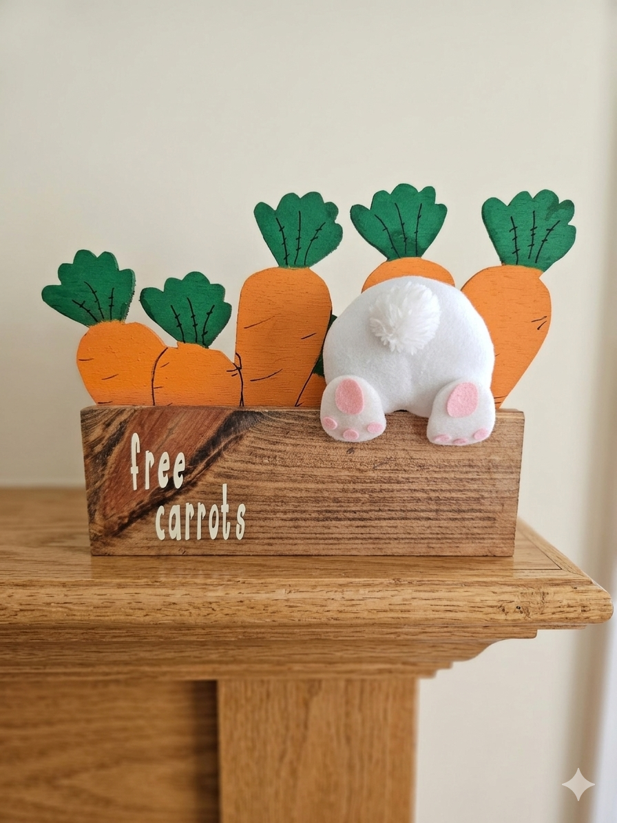 Bunny and Carrots Wooden Decor