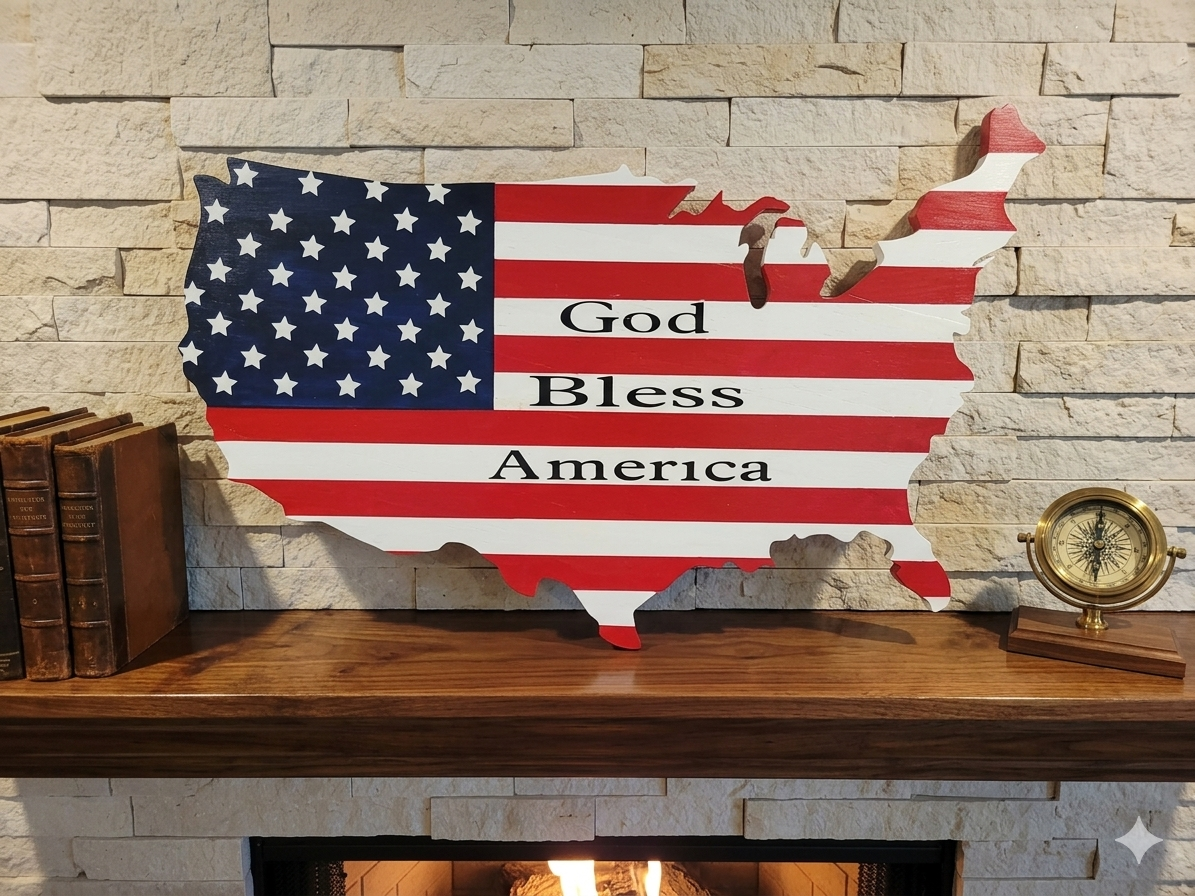 USA Map Flag Wall Art