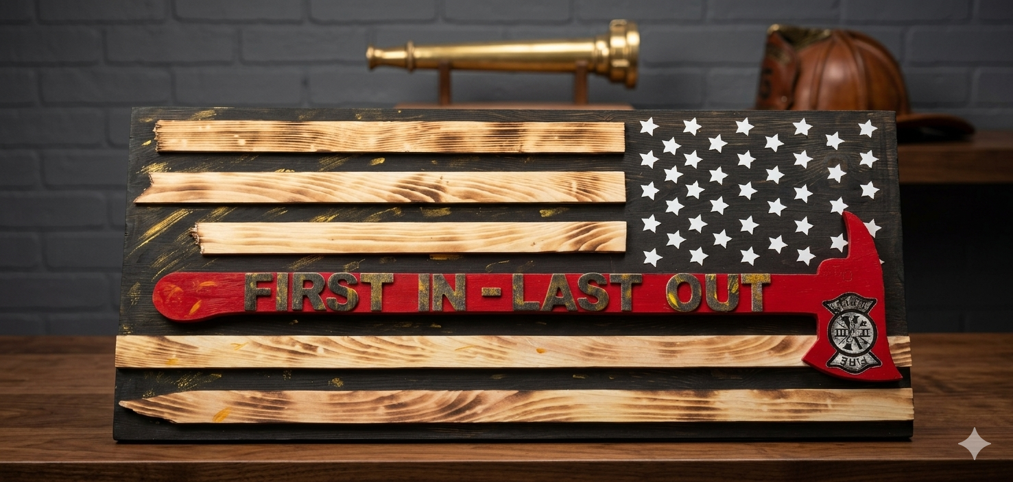 Firefighter American Flag Wall Art