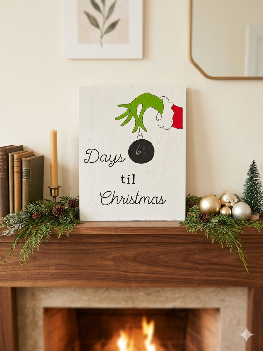 Grinch-Themed Christmas Countdown Sign