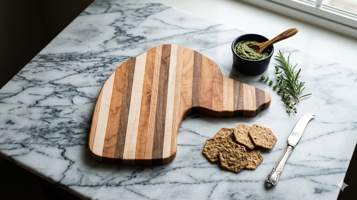 Striped Wooden Cutting Board
