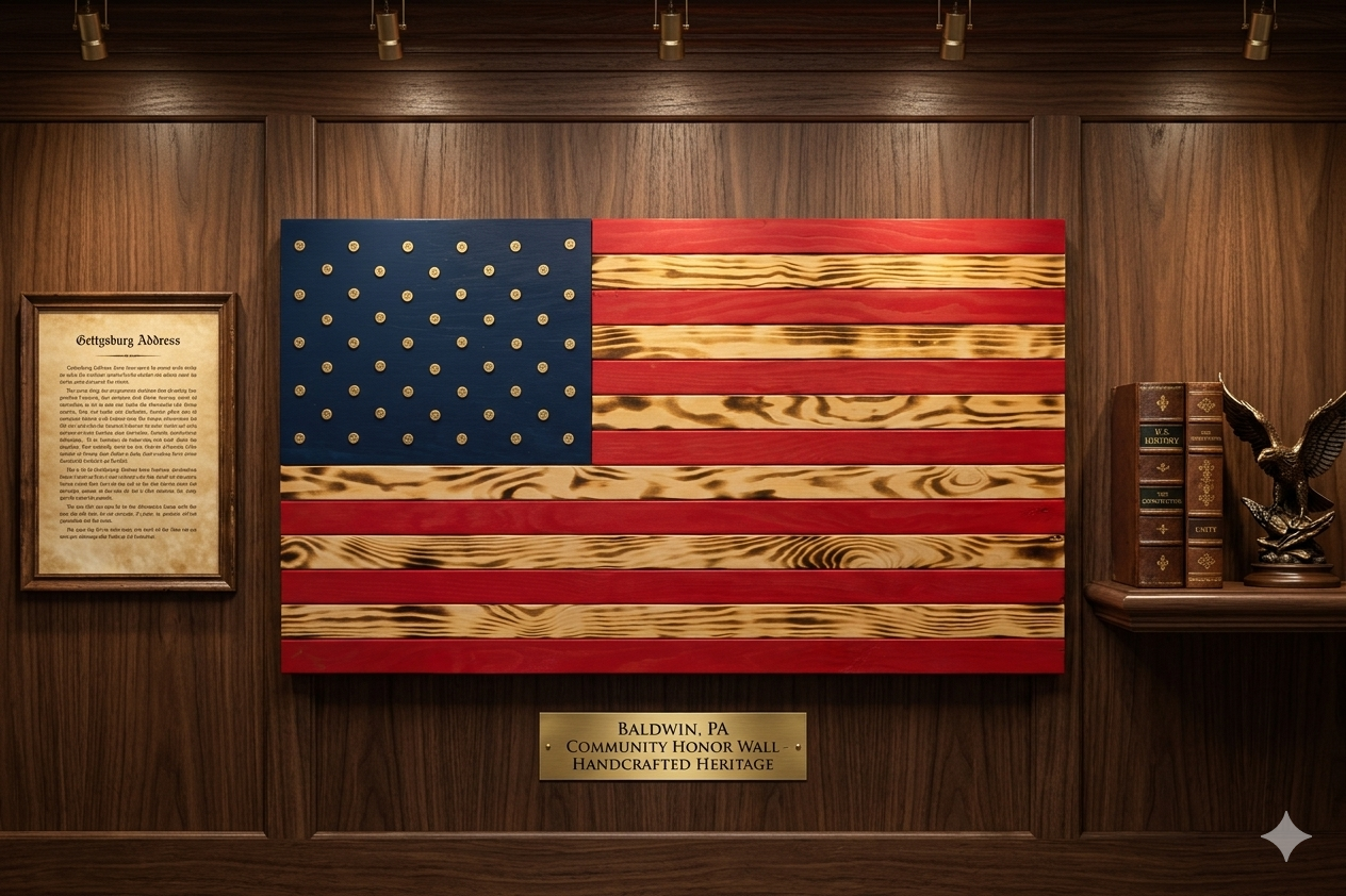 Handcrafted Wooden American Flag