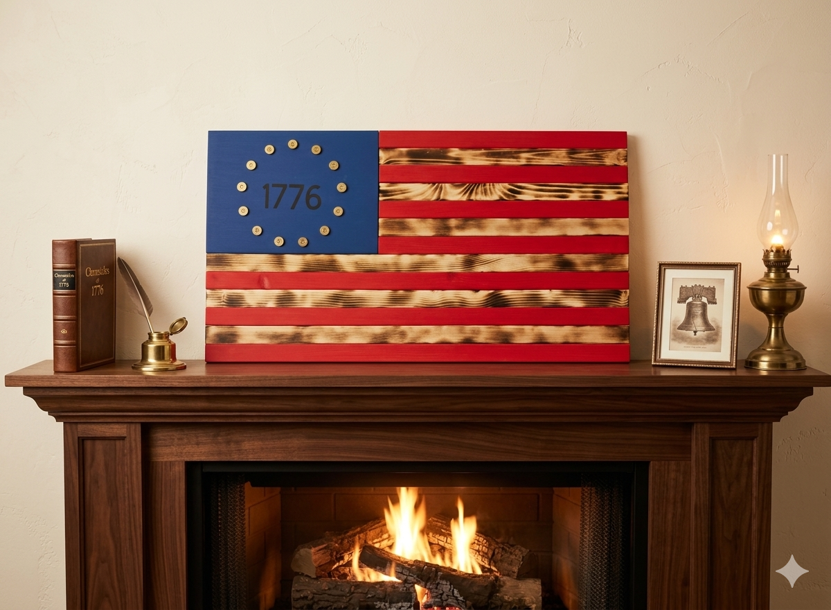 Betsy Ross Wooden American Flag Art