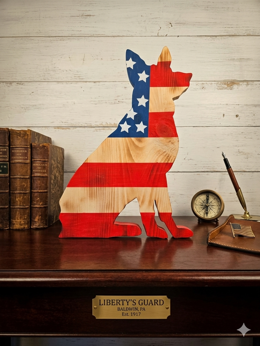 Patriotic Wooden Dog Silhouette