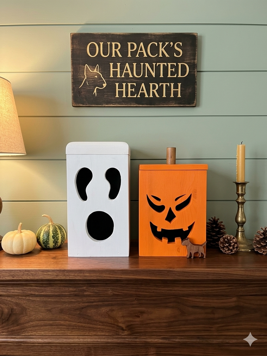 Halloween Wooden Lantern Set