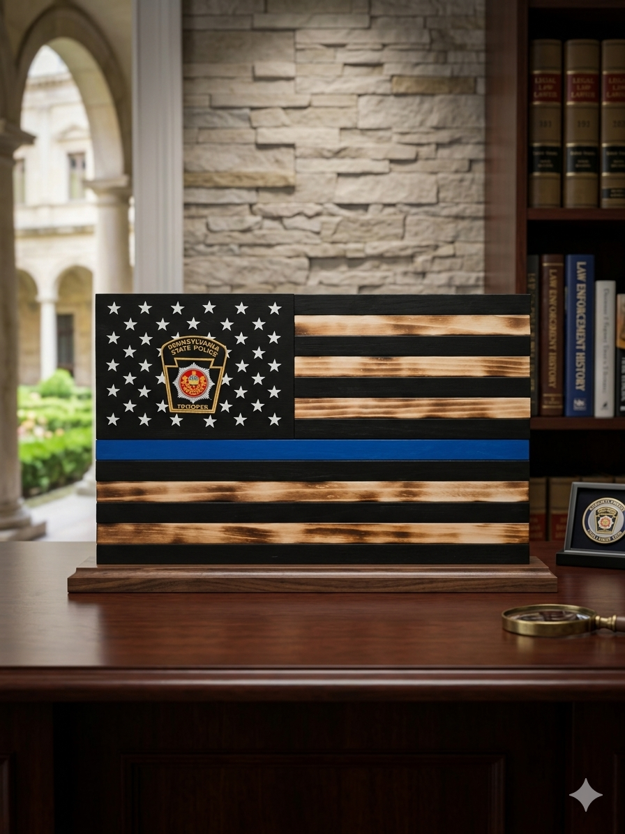 Thin Blue Line State Trooper Flag Small