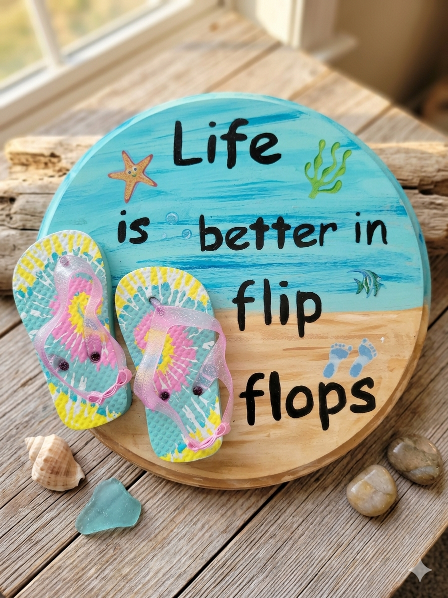 Beach-Themed Flip Flop Wall Sign