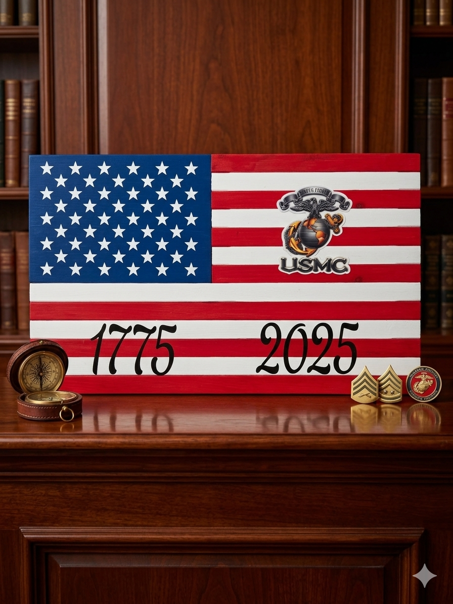 USMC American Flag Plaque
