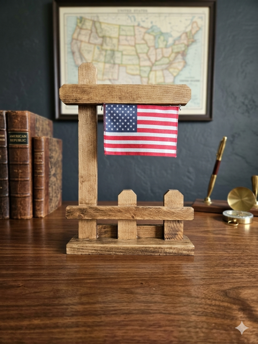 Rustic Wooden American Flag Stand