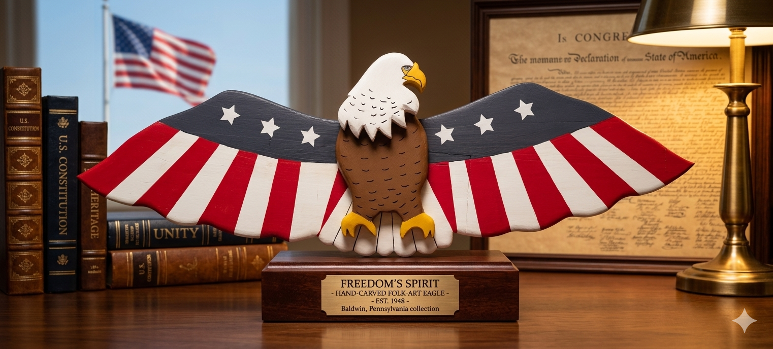 Hand-Carved Bald Eagle Statue