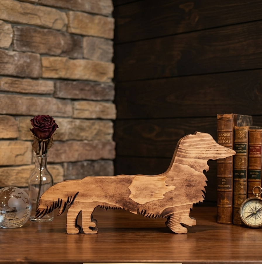 Wooden Dog Silhouette Decor