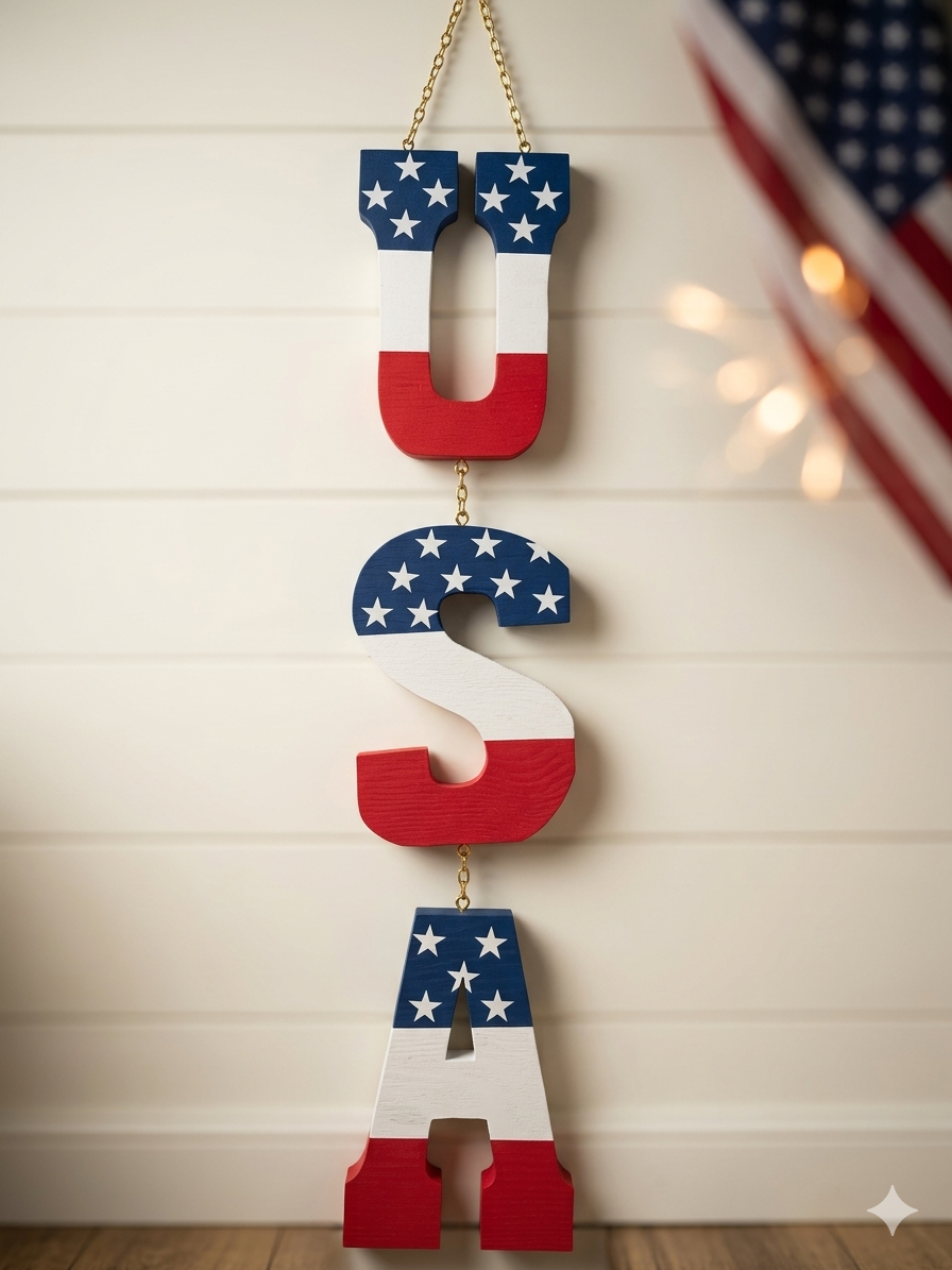 Patriotic 'USA' Hanging Decor