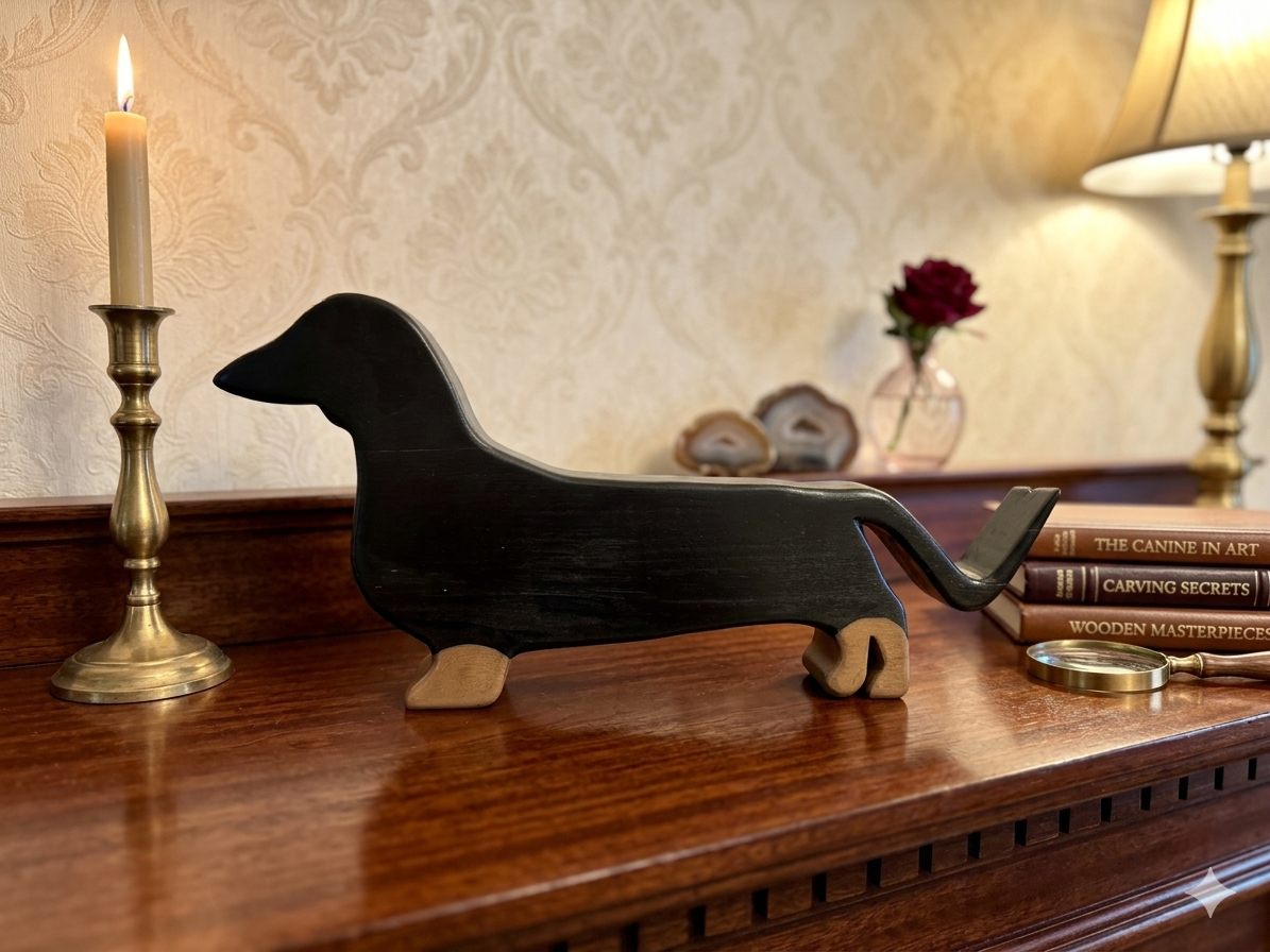 Wooden Dachshund Sculpture