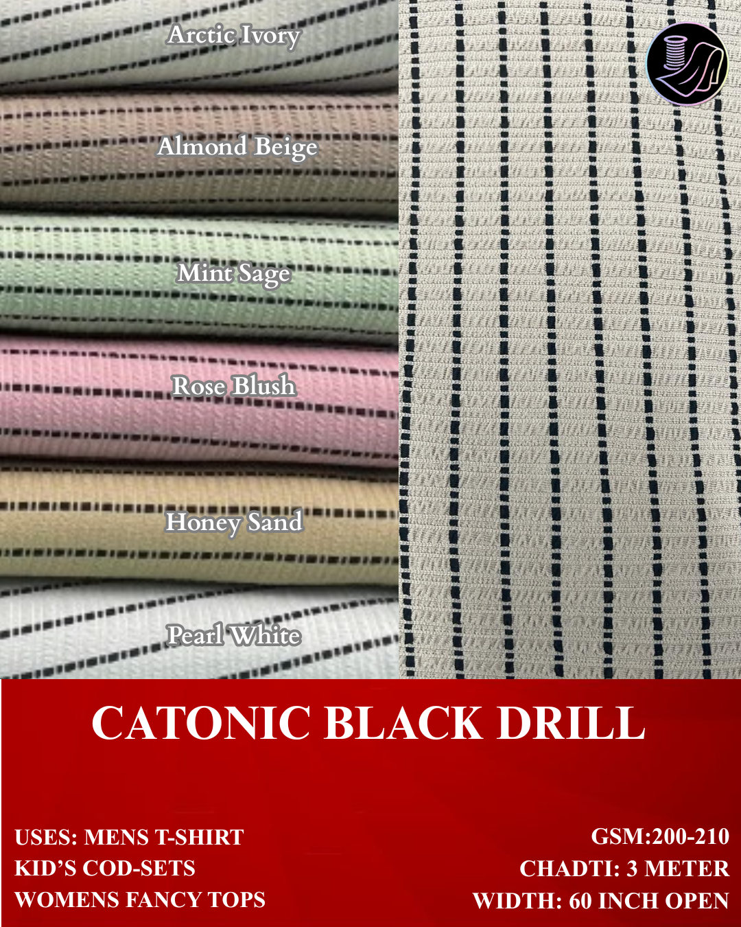Catonic Black Drill Fabric