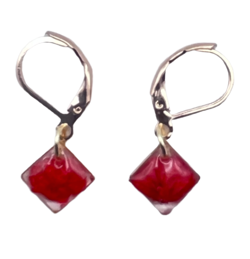 Red Crystal Dangle Earrings - Stainless steel