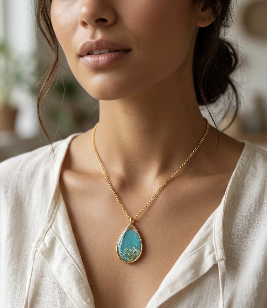 Teardrop Floral Pendant Necklace