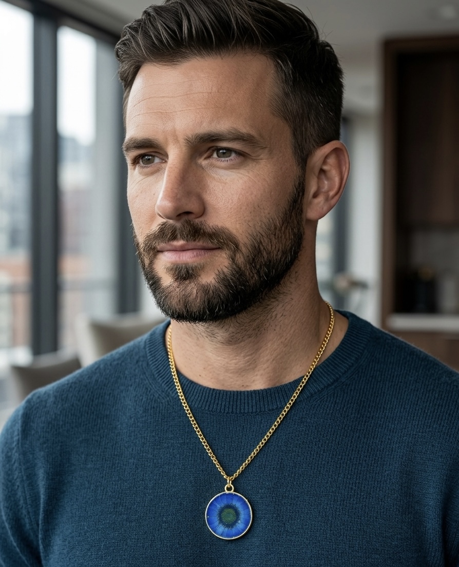 Blue Real Flower Pendant Necklace