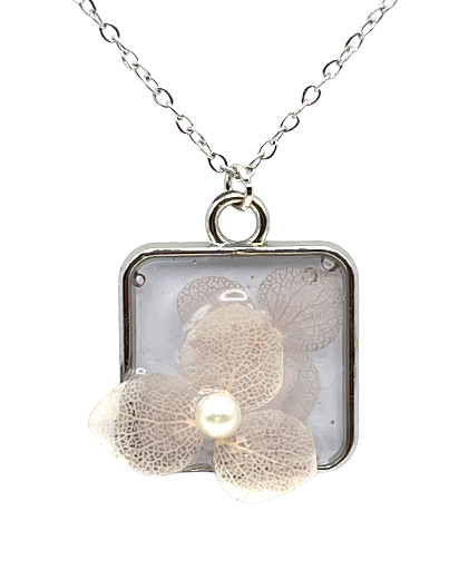 Pressed Real Flower Pendant Necklace - Stainless steel