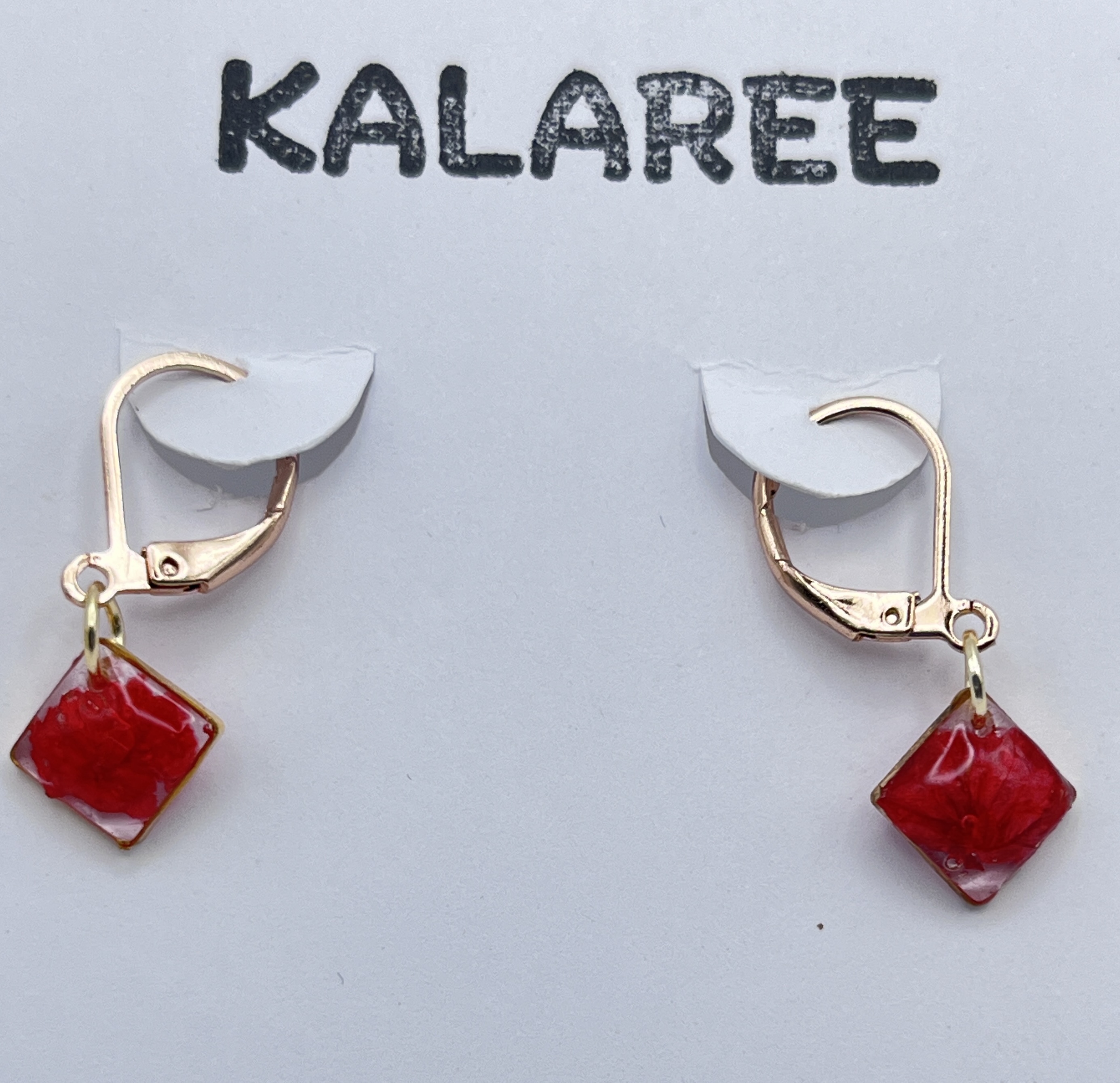 Red Crystal Dangle Earrings - Stainless steel