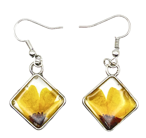 Yellow Floral Resin Earrings