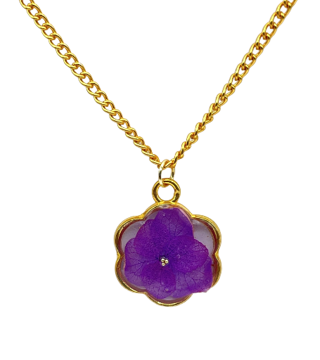 Purple Floral Pendant Necklace