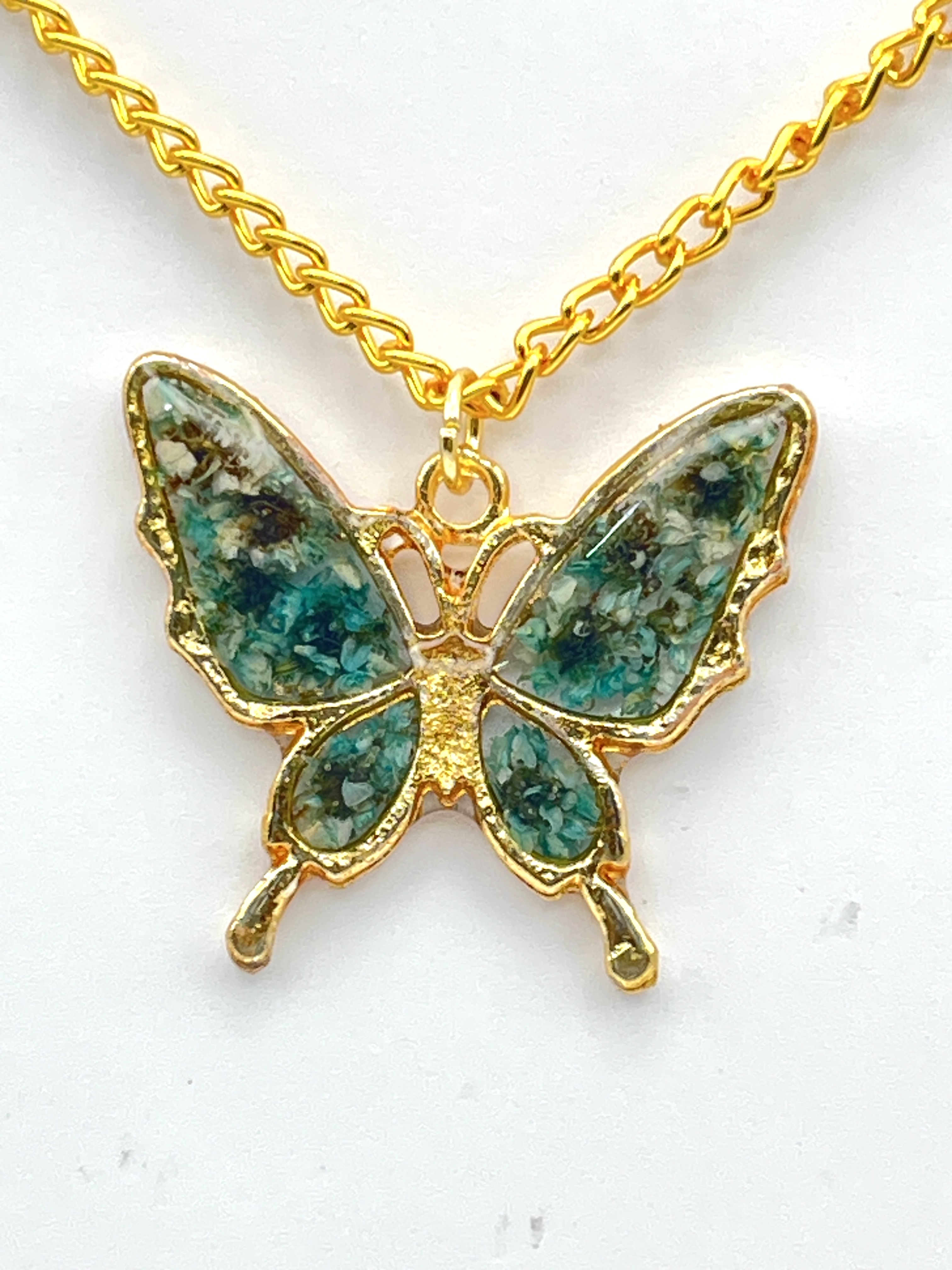 Butterfly Real Flower Pendant Necklace